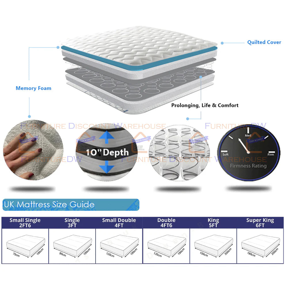 Aluxo Oasis 2000 Pocket Memory Pillow Top Mattress in a box