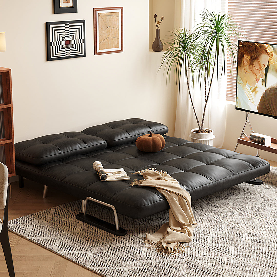 Riley Single Sofa Bed, Two Seater Sofa Bed, Black / Brown Leather