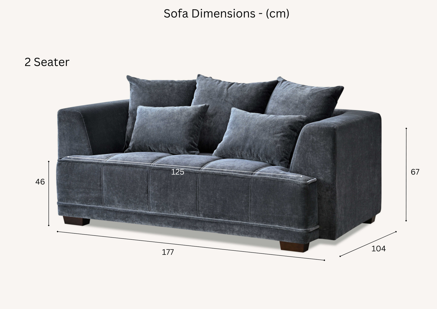 Aluxo Gramercy Group in Steel Velvet 2 Seater