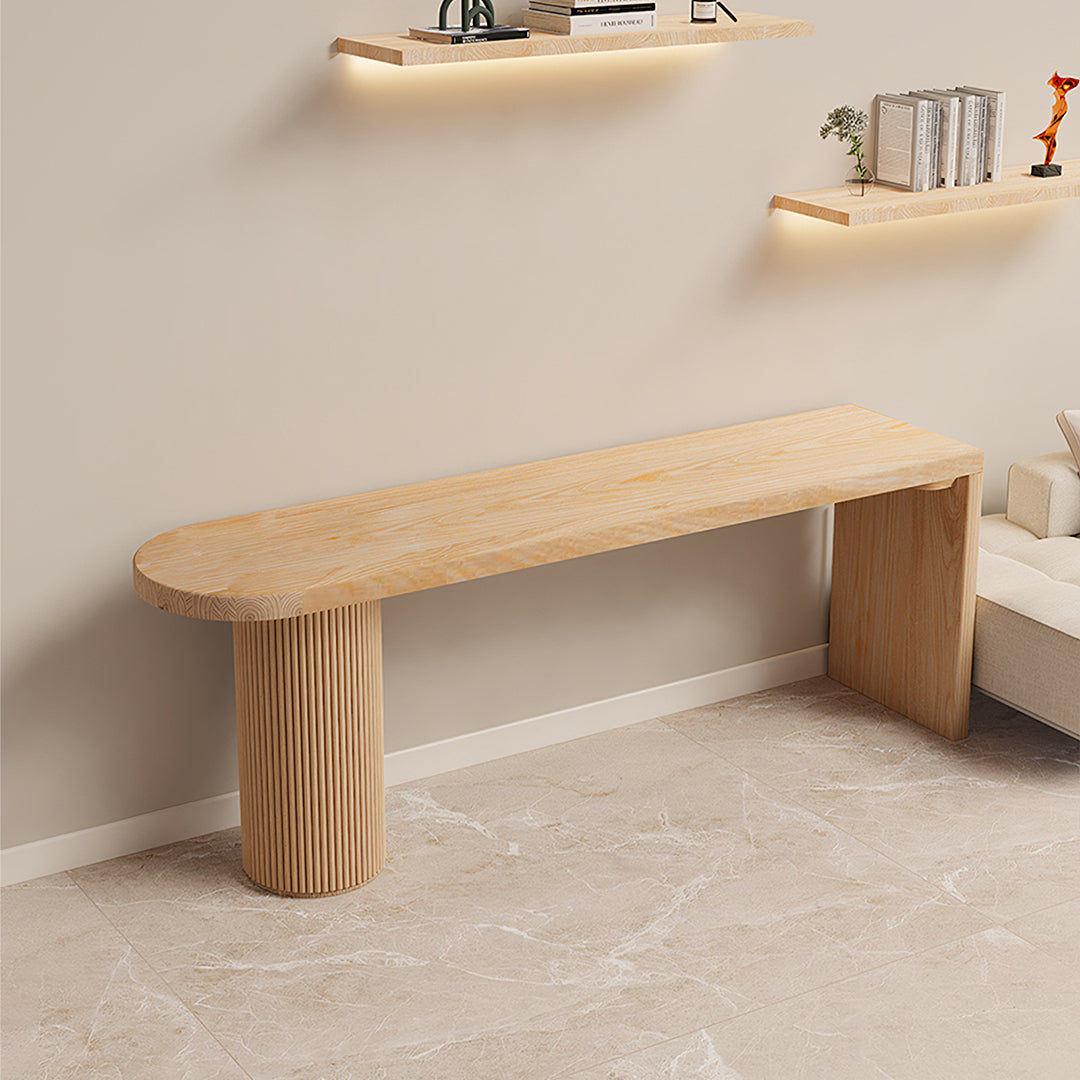 Haruki Narrow Office Desk, Solid Wood, Light Oak