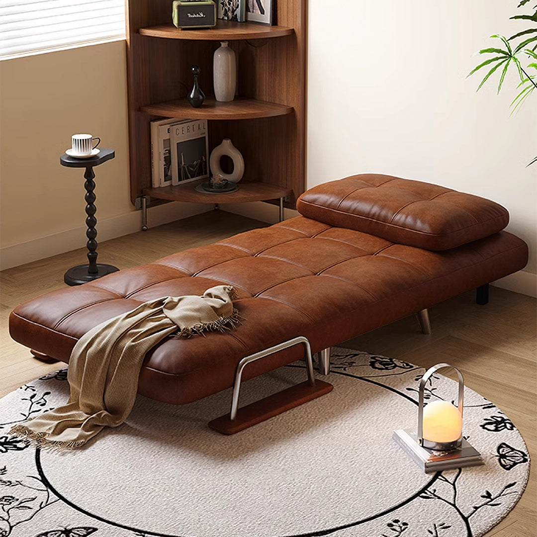 Riley Single Sofa Bed, Two Seater Sofa Bed, Black / Brown Leather