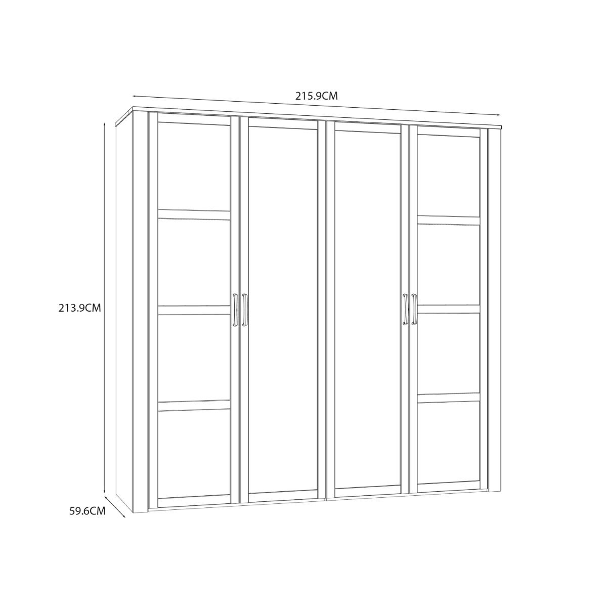 Bohol 2 Door 2 Mirrored Door Wardrobe in White/Riviera Oak