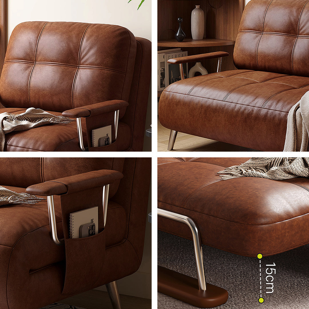 Riley Single Sofa Bed, Two Seater Sofa Bed, Black / Brown Leather