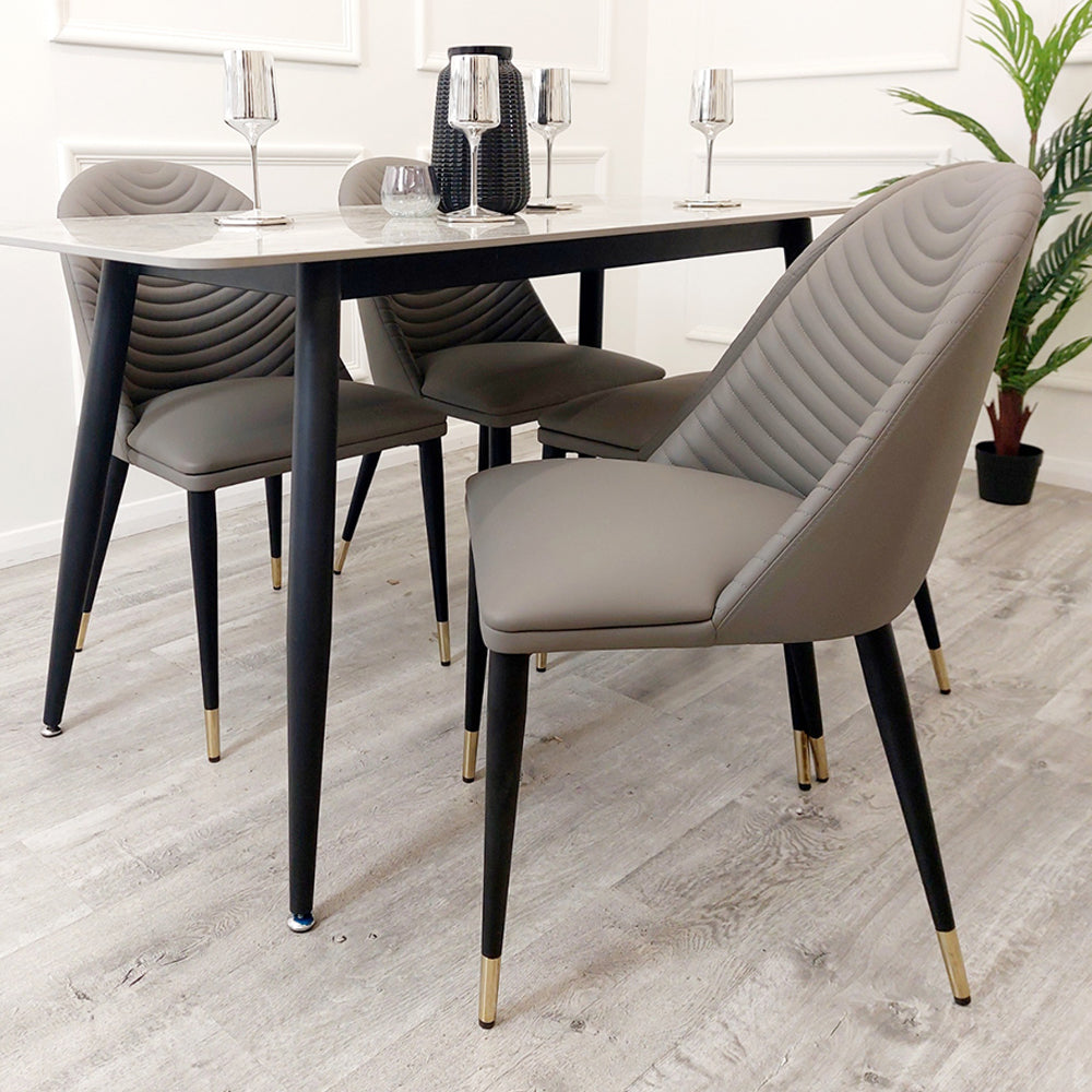 Alba Leather Dining Chair / TAN / khaki