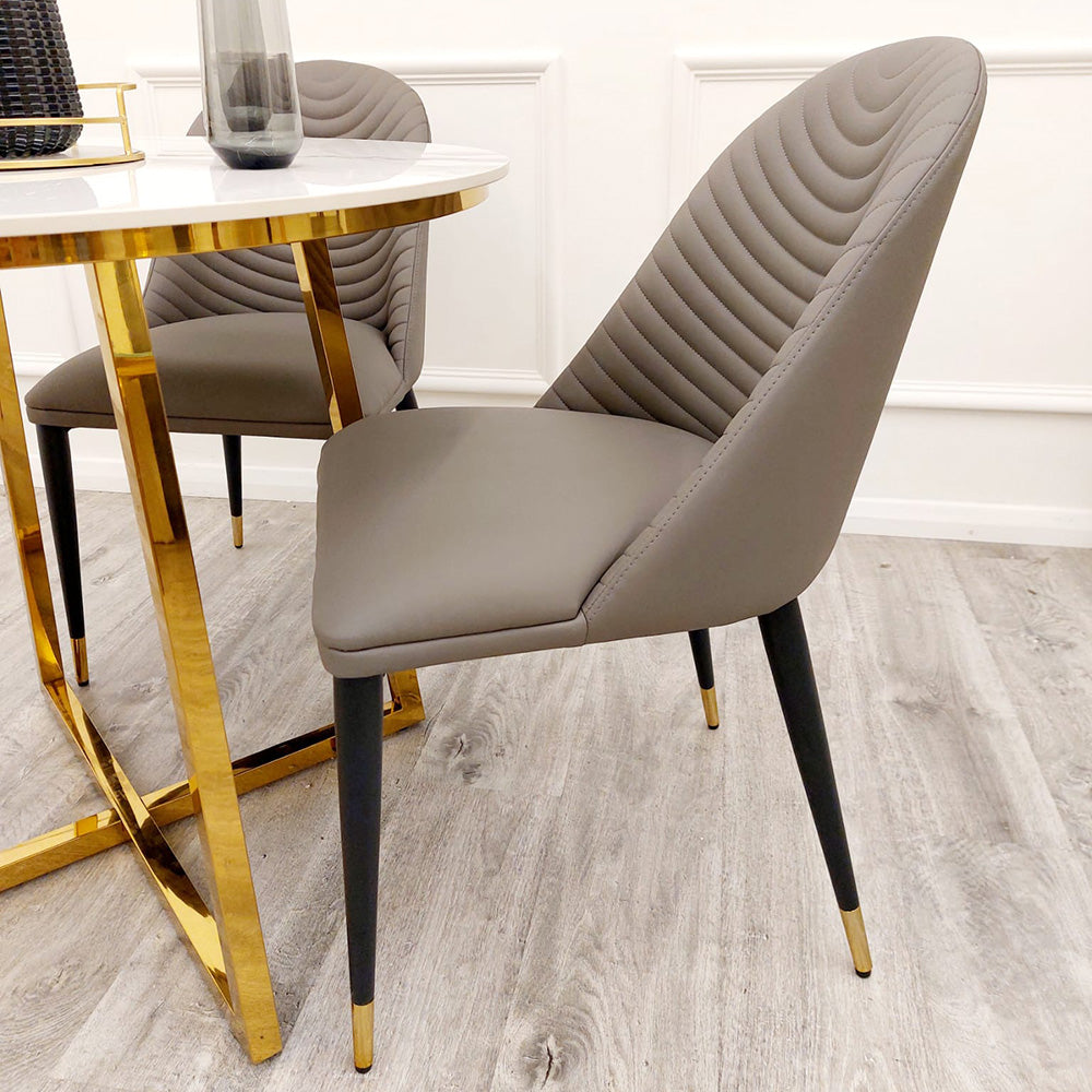 Alba Leather Dining Chair / TAN / khaki