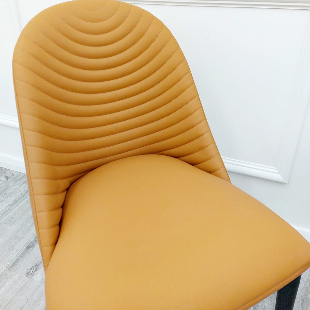 Alba Leather Dining Chair / TAN / khaki