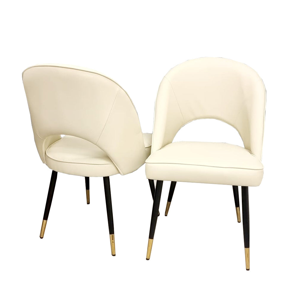 Astra Bar Stools Chair - Cream Leather / Rust Valvet