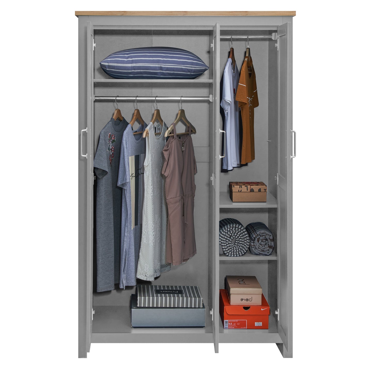 Lisbon 3 Door Wardrobe In Grey