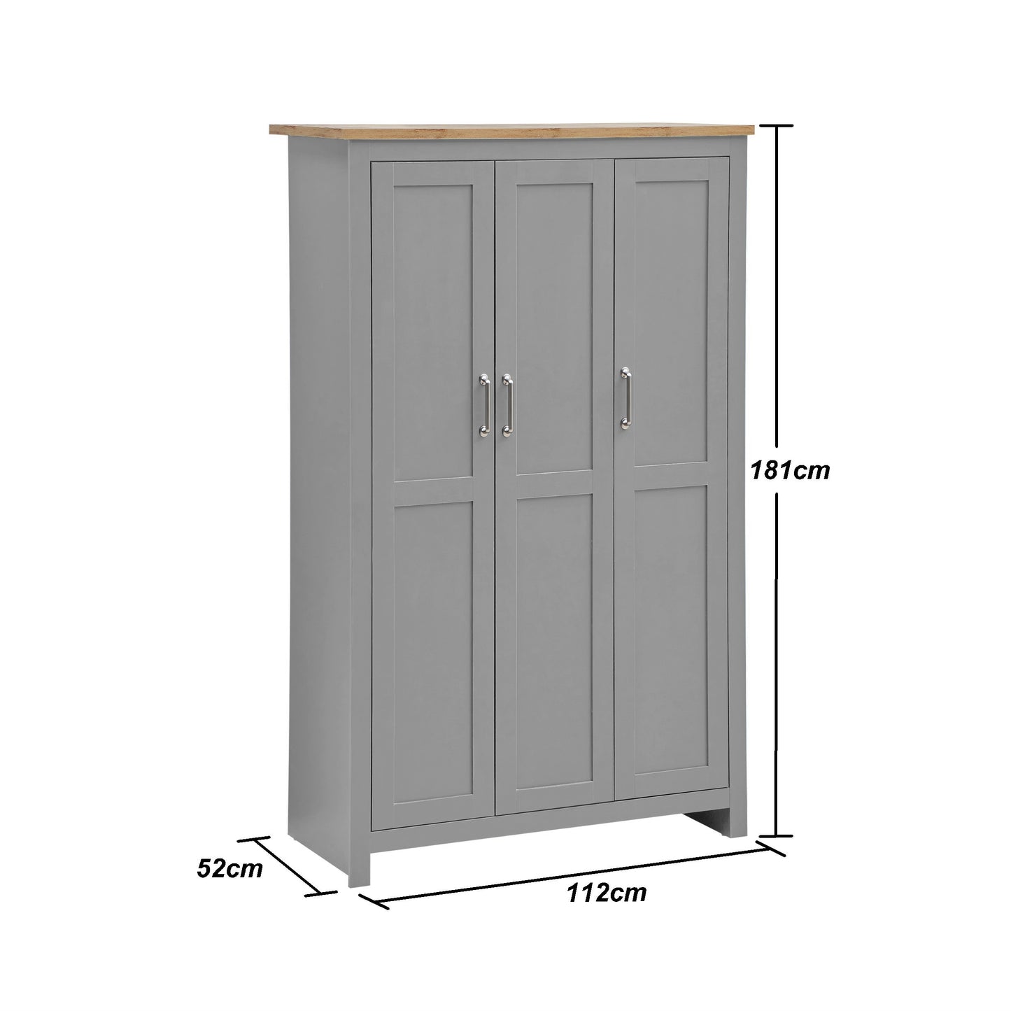 Lisbon 3 Door Wardrobe In Grey