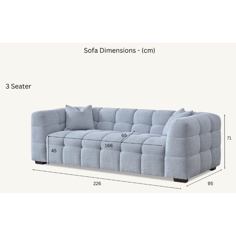 Aluxo Tribeca Sofa Range in Pearl Boucle Fabric