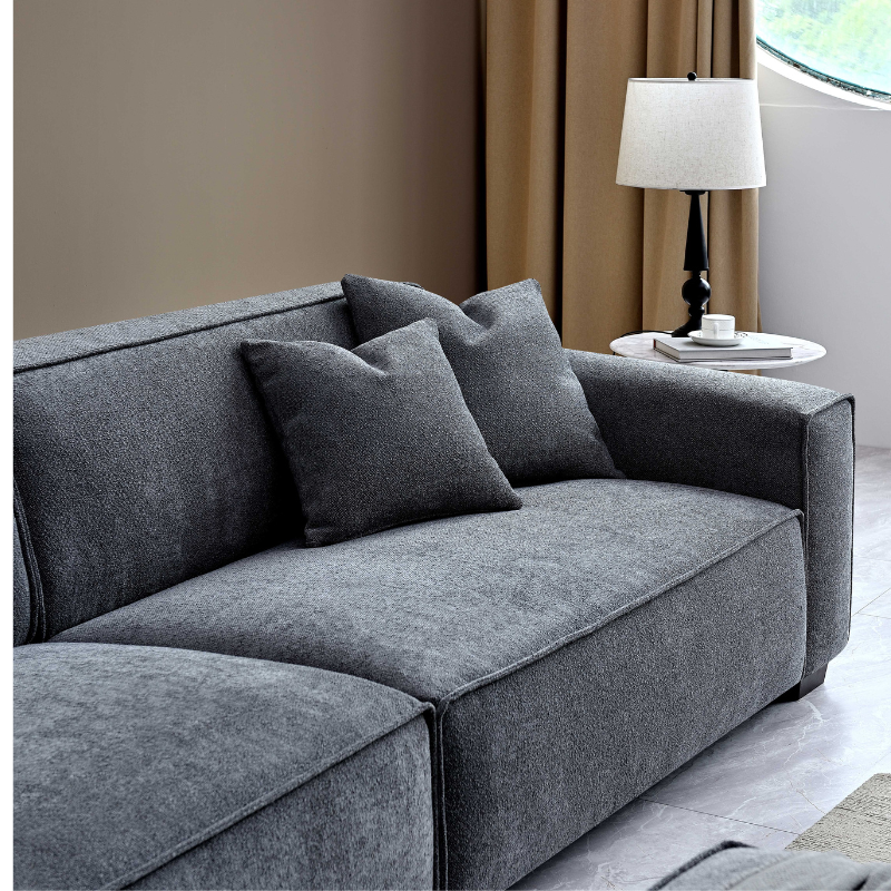 Aluxo Dakota 4 seater with Chaise in Charcoal Boucle