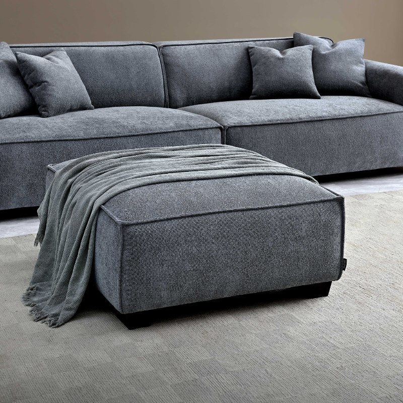 Aluxo Dakota 4 seater with Chaise in Charcoal Boucle