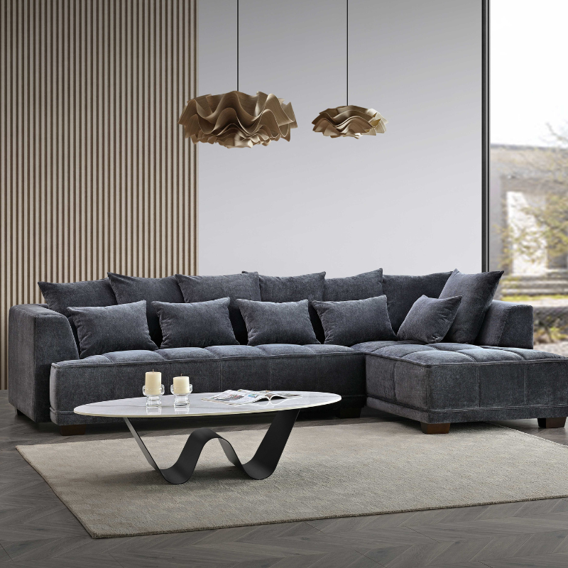 Aluxo Gramercy Group in Steel Velvet 2 Seater