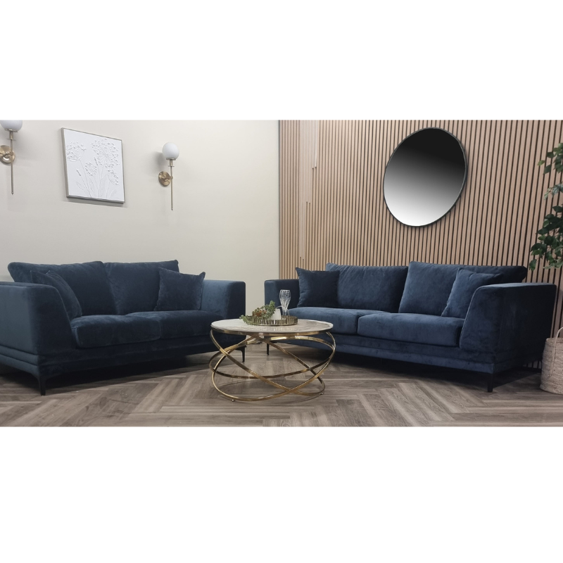 Aluxo Lenox Sofa Range in Aegean Blue Velvet