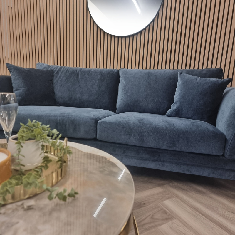 Aluxo Lenox Sofa Range in Aegean Blue Velvet