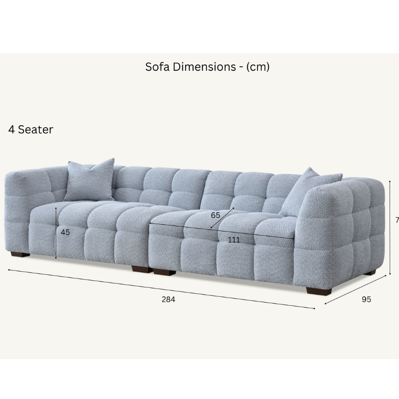 Aluxo Tribeca Sofa Range in Pearl Boucle Fabric