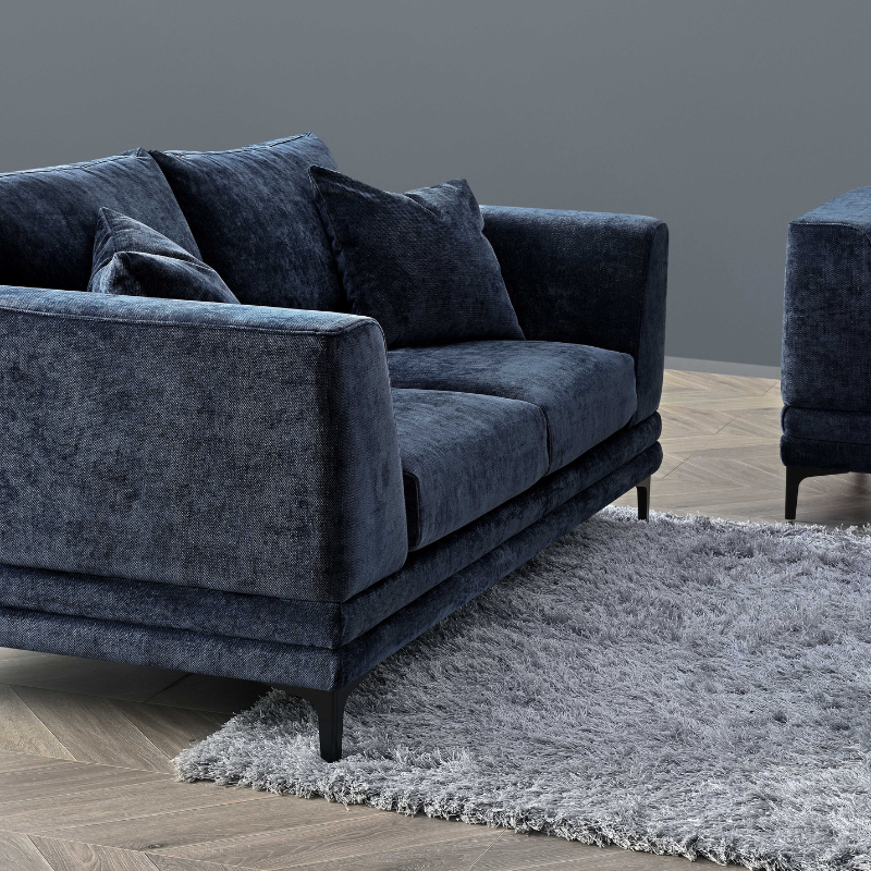 Aluxo Lenox Sofa Range in Aegean Blue Velvet