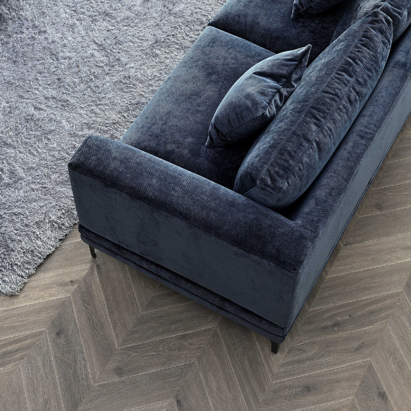 Aluxo Lenox Sofa Range in Aegean Blue Velvet