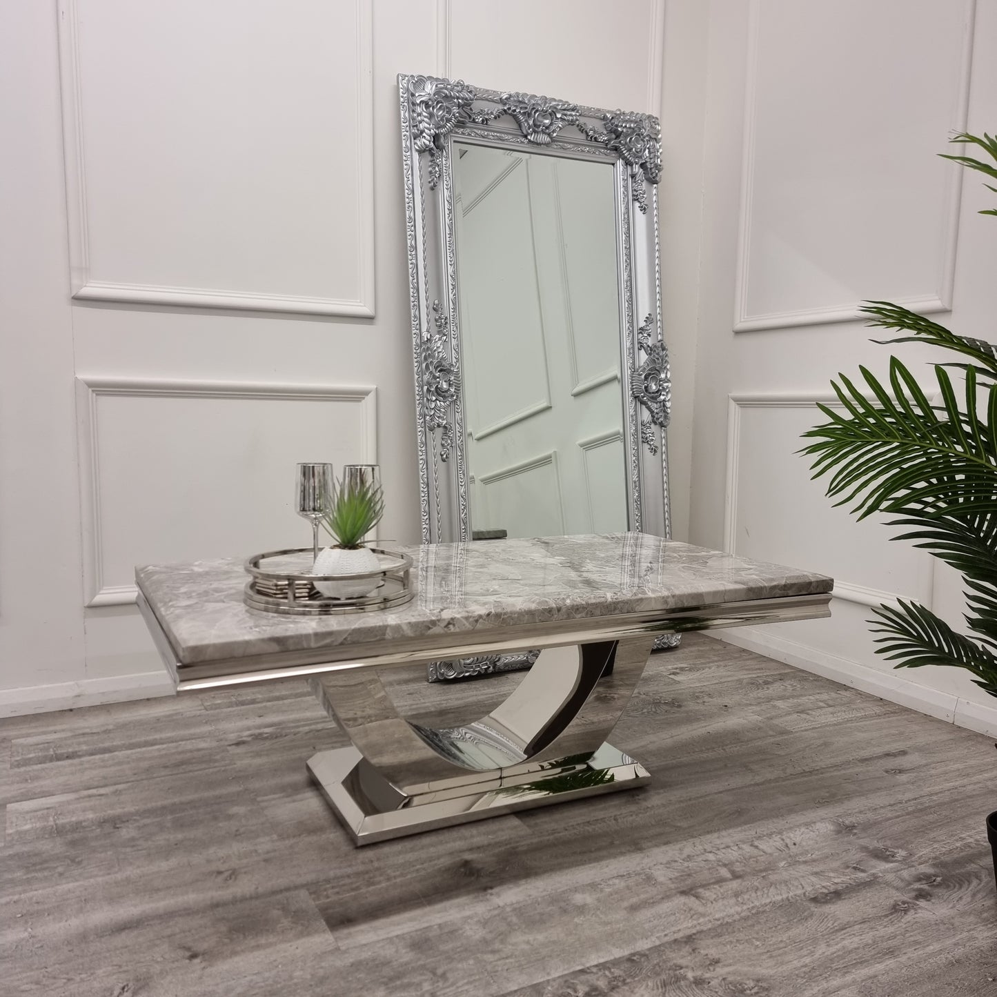 Arial Chrome Coffee Table 1.3m - Marble