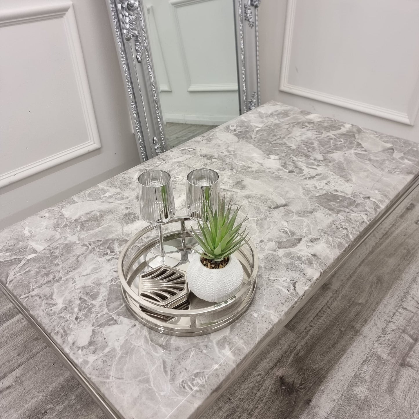 Arial Chrome Coffee Table 1.3m - Marble