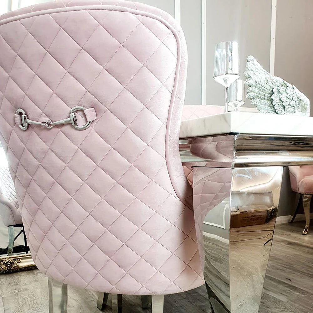Kate Dining Chair ALL COLOURS with Chrome Clasp & Quilted Back Sale