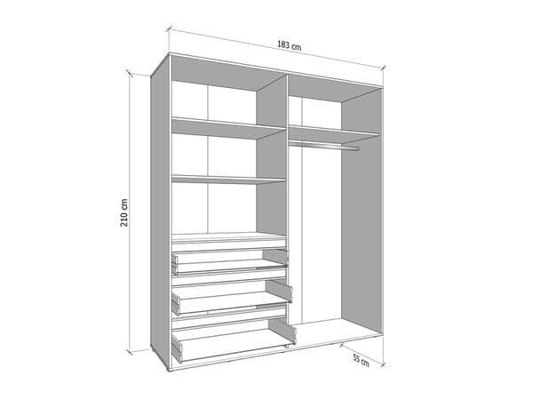 Urbanest Artisan Oak Effect 4 Door 3 Drawer Mirrored Wardrobe