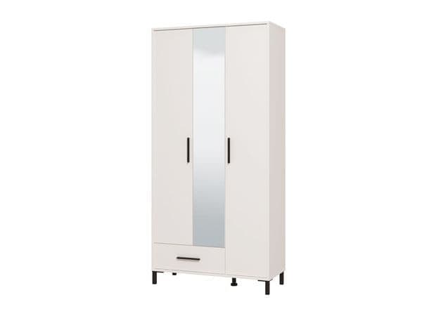 Urbanest White 3 Door Tall Shallow Depth Hallway Mirrored Wardrobe