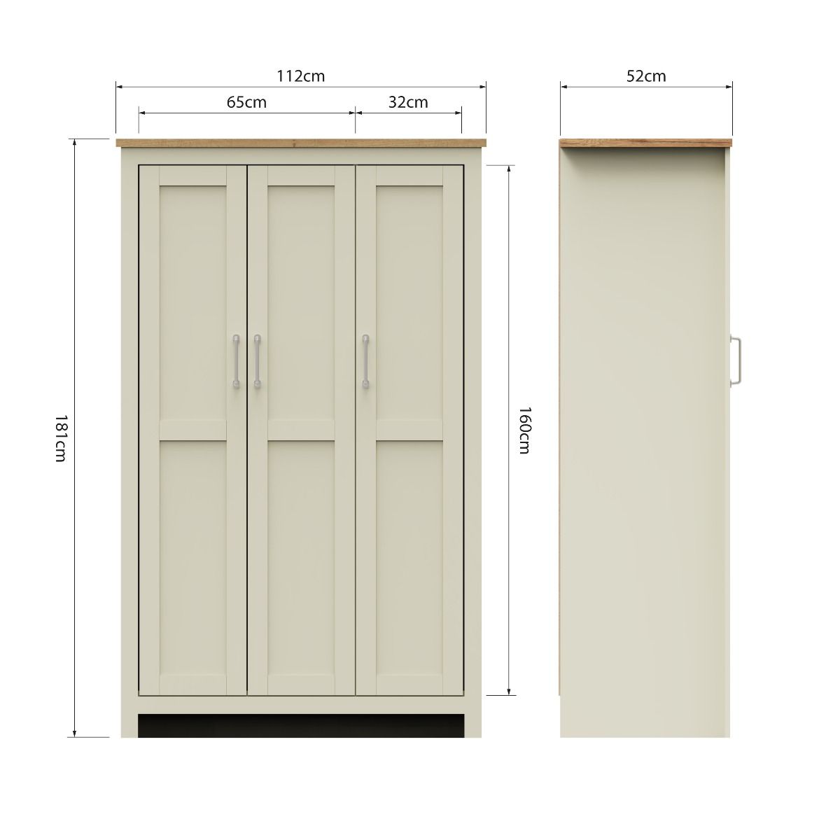 Lisbon 3 Door Wardrobe In Cream color