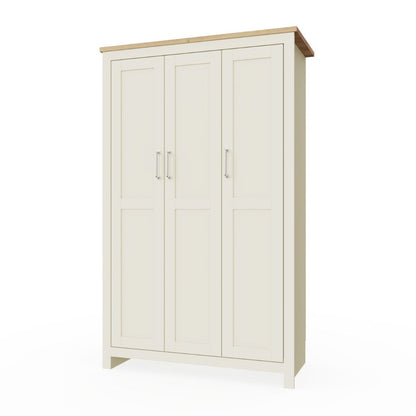 Lisbon 3 Door Wardrobe In Cream color