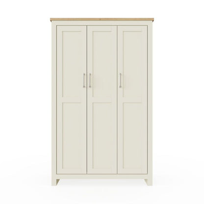 Lisbon 3 Door Wardrobe In Cream color
