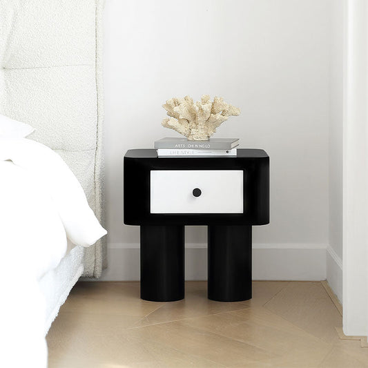 Seymour Bedside Table, Black and White