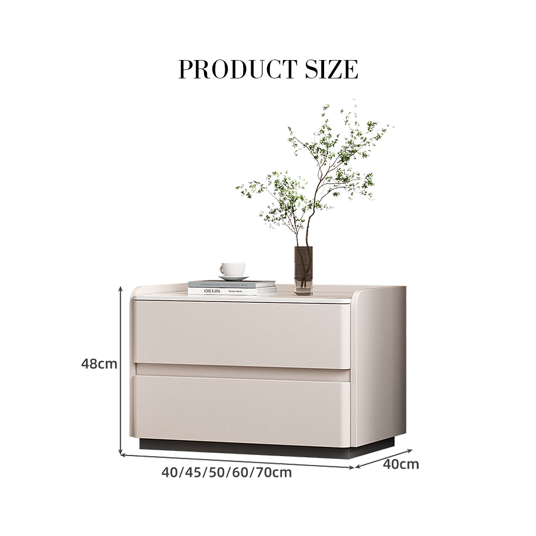 Agustina Modern Bedside Table, Wooden Bedside Table, Cream