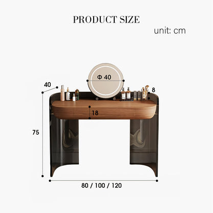 Thomas Dressing Table With Large LED Mirror, Walnut & Black
