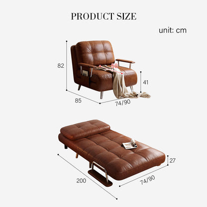 Riley Single Sofa Bed, Two Seater Sofa Bed, Black / Brown  Leather
