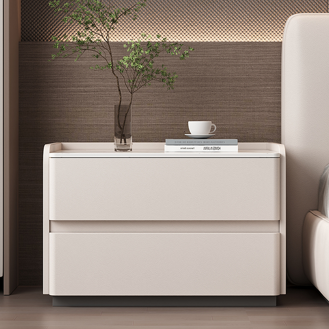 Agustina Modern Bedside Table, Wooden Bedside Table, Cream