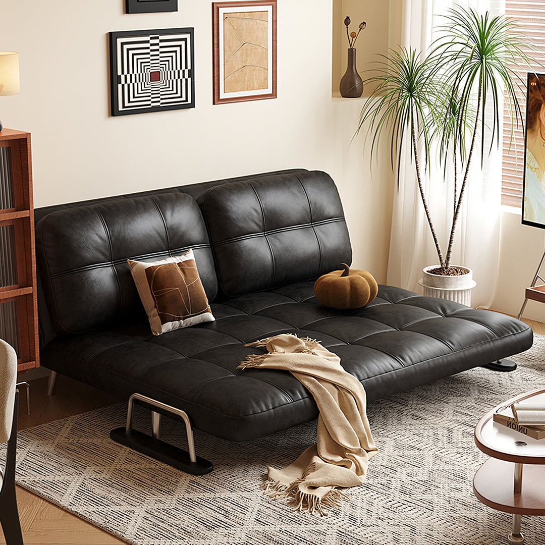 Riley Single Sofa Bed, Two Seater Sofa Bed, Black / Brown  Leather