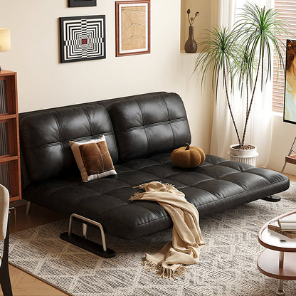 Riley Single Sofa Bed, Two Seater Sofa Bed, Black / Brown  Leather
