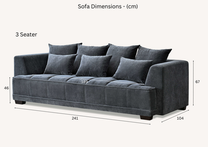 Aluxo Gramercy Group in Steel Velvet 2 Seater