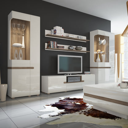 Chelsea Bedroom Kingsize Bed in White with a Oak Trim with Lift Up Function