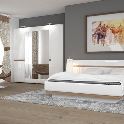Chelsea Bedroom Kingsize Bed in White with a Oak Trim with Lift Up Function