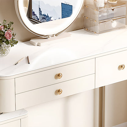 Stella Dressing Table With Glass Top & LED Mirror, Cream