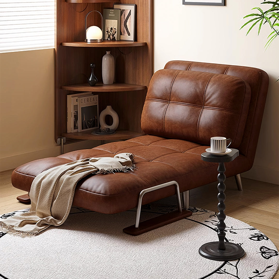 Riley Single Sofa Bed, Two Seater Sofa Bed, Black / Brown  Leather