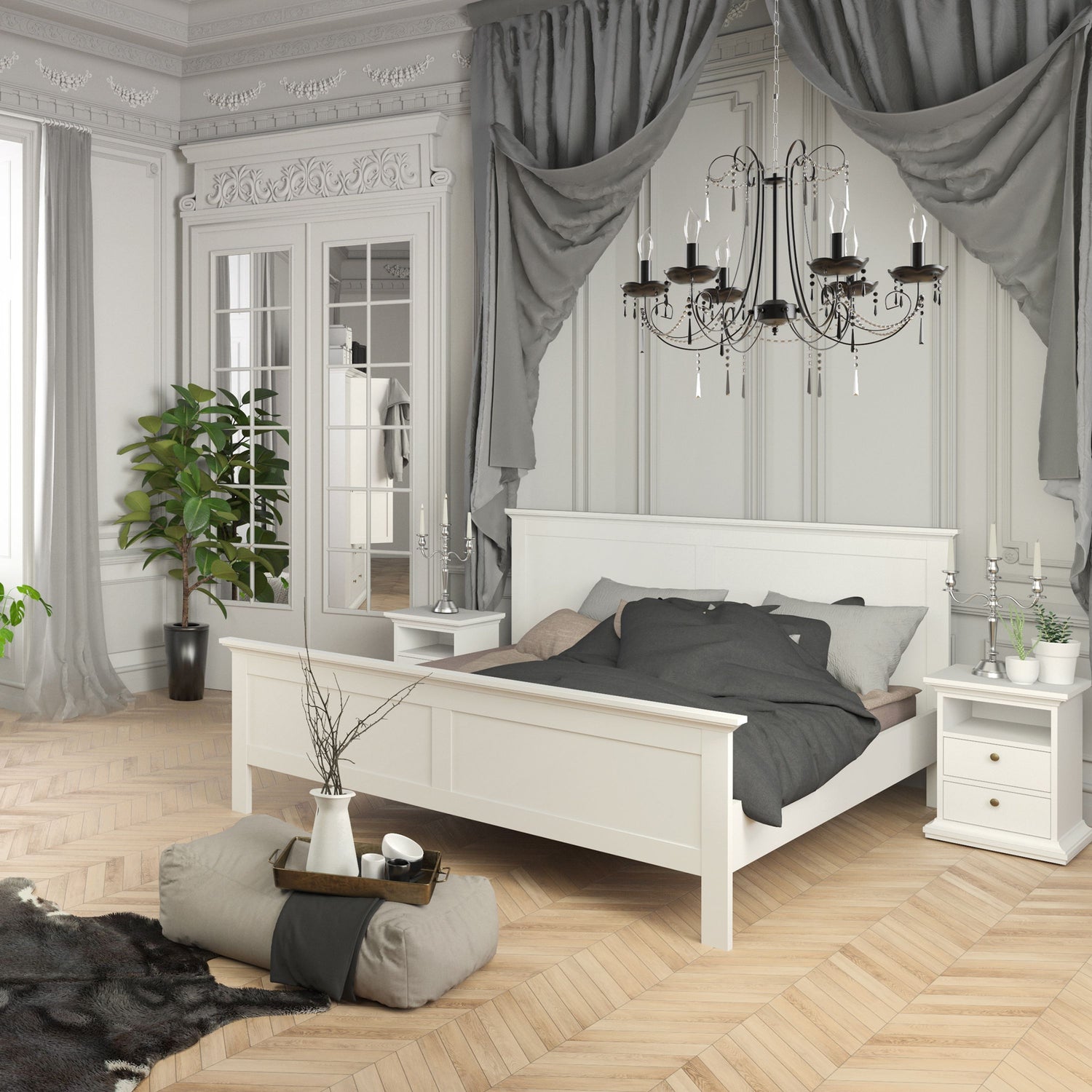 Paris Super King Bed (180 x 200) in White

