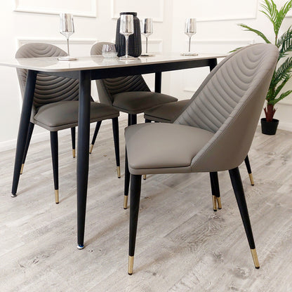 Alba Leather Dining Chair / TAN / khaki