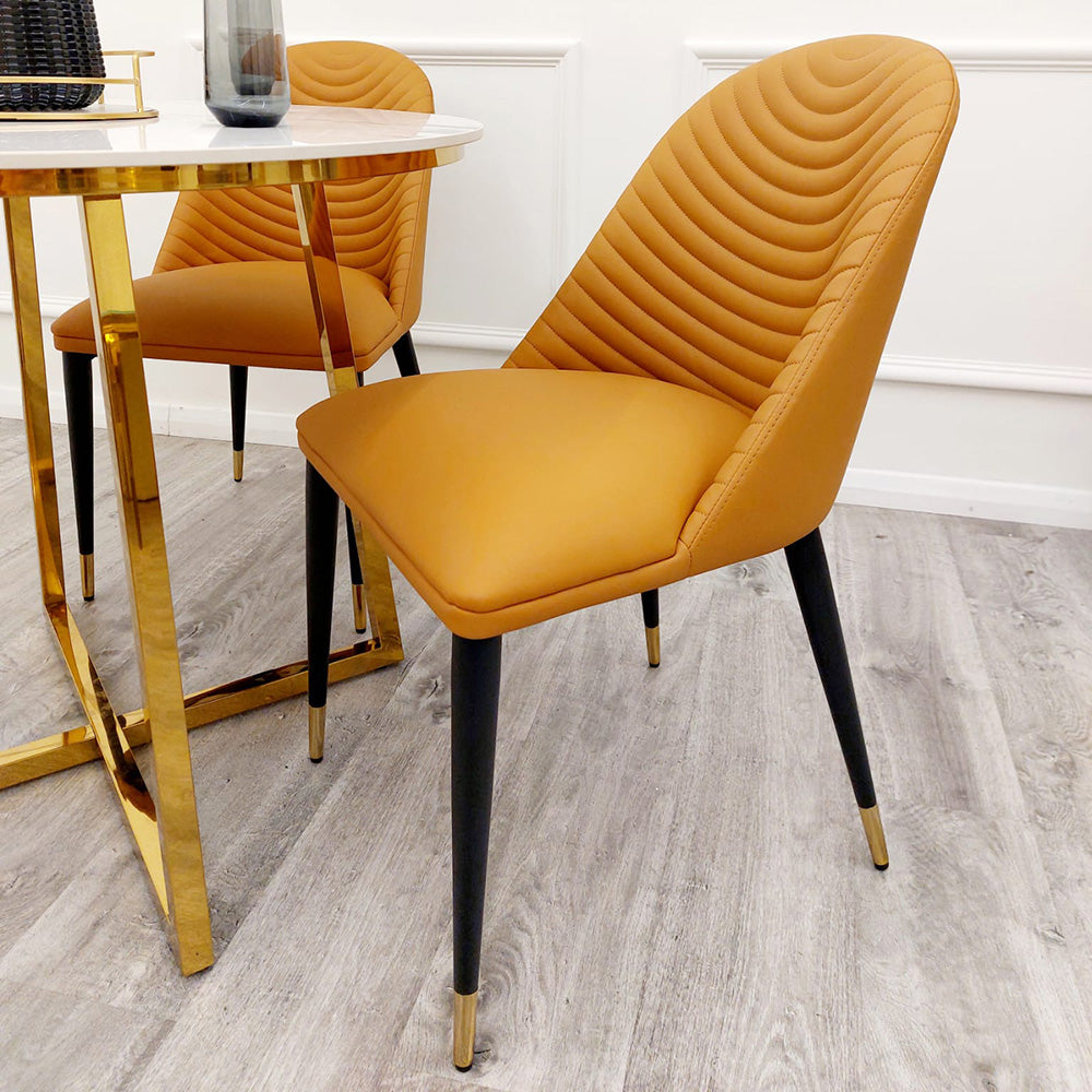 Alba Leather Dining Chair / TAN / khaki