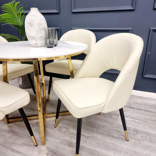 Astra Bar Stools- Cream Leather | Velvet
