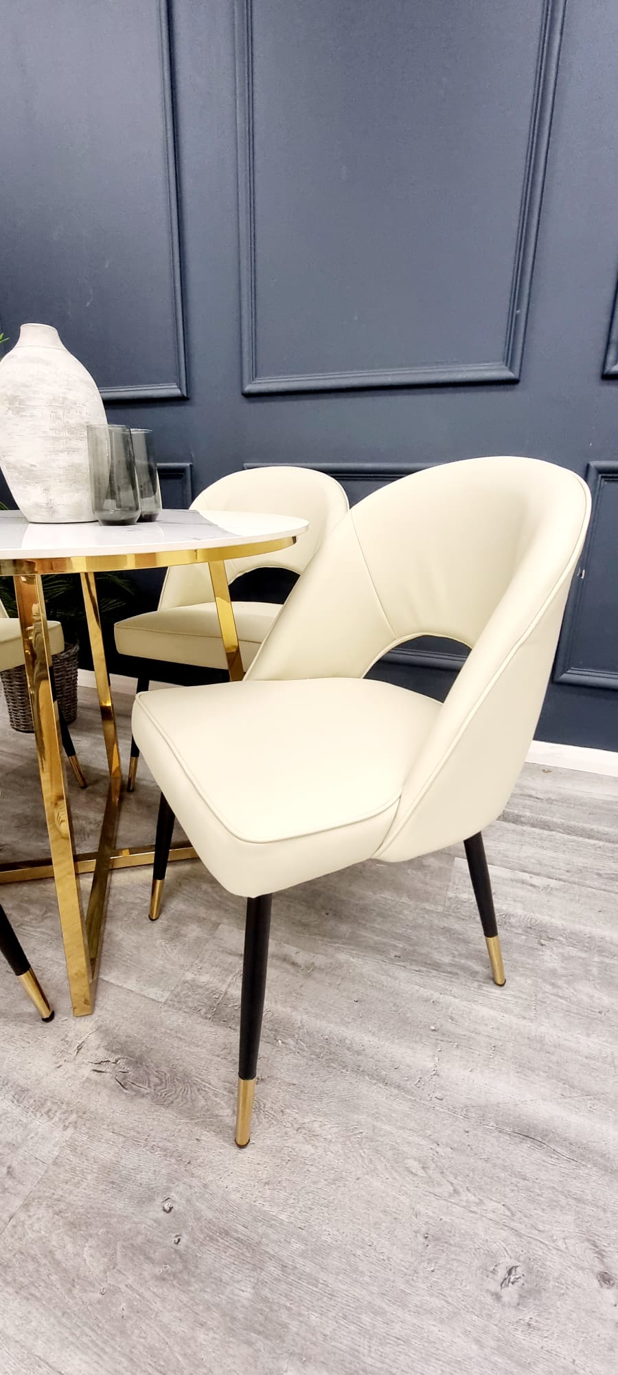 Astra Bar Stools Chair - Cream Leather / Rust Valvet