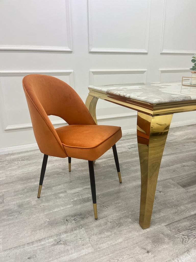 Astra Bar Stools Chair - Cream Leather / Rust Valvet