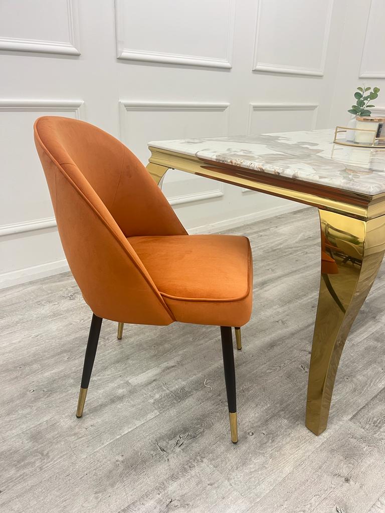 Astra Bar Stools Chair - Cream Leather / Rust Valvet