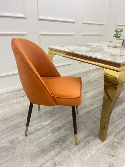 Astra Bar Stools Chair - Cream Leather / Rust Valvet